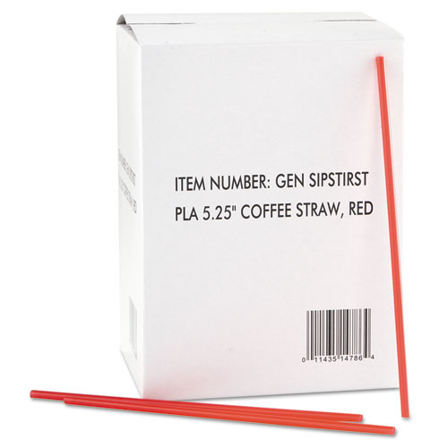 Coffee Stirrers, Red/white, Plastic, 5 1/4", 1000/box, 10 Boxes/carton