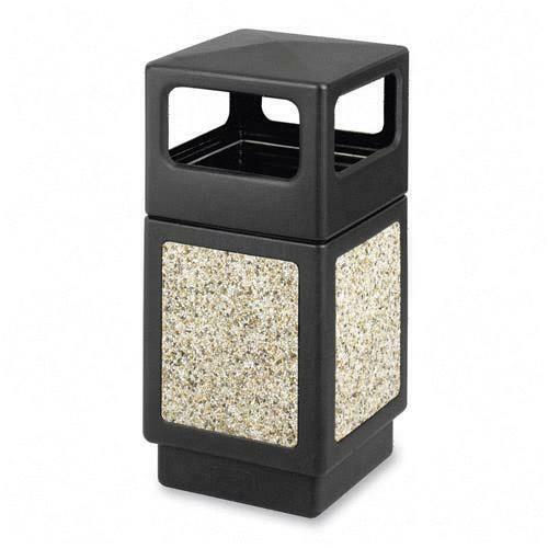 CANMELEON SIDE-OPEN RECEPTACLE, SQUARE, AGGREGATE/POLYETHYLENE, 38 GAL, BLACK