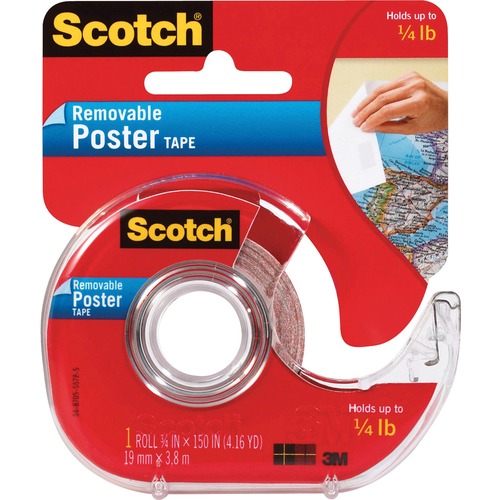 WALLSAVER REMOVABLE POSTER TAPE, 1" CORE, 0.75" X 12.5 FT, CLEAR
