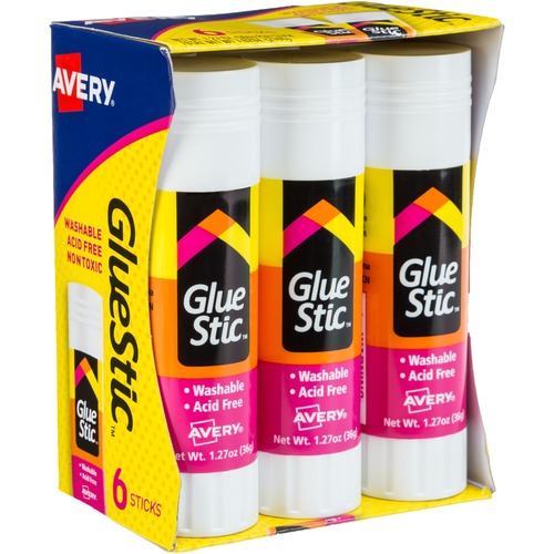 PERMANENT GLUE STIC VALUE PACK, 1.27 OZ, APPLIES WHITE, DRIES CLEAR, 6/PACK