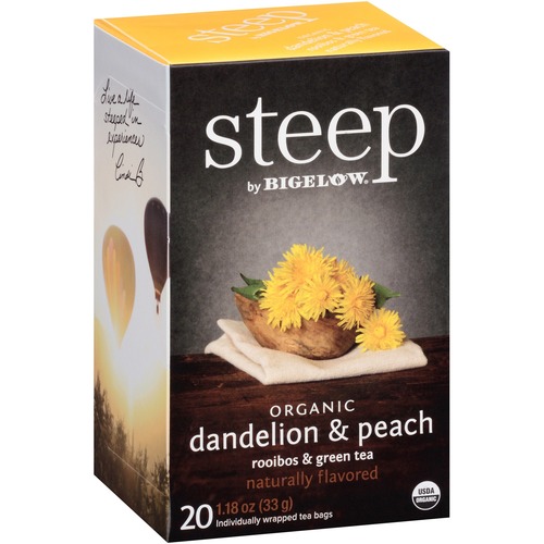 STEEP TEA, DANDELION AND PEACH, 1.18 OZ TEA BAG, 20/BOX