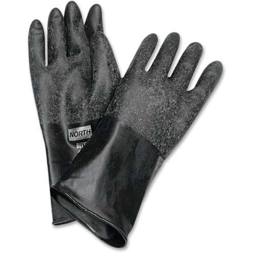 North Safety Products  Butyl Chem Protection Gloves, Sz-9, 14", 17mil, 1/PR, BK