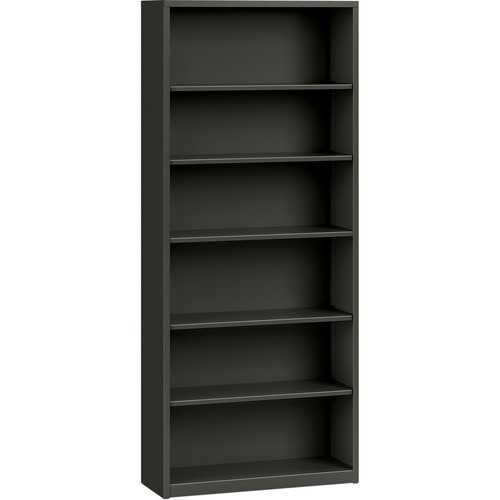 Metal Bookcase, Six-Shelf, 34-1/2w X 12-5/8d X 81-1/8h, Charcoal