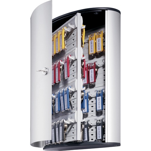 Locking Key Cabinet, 72-Key, Brushed Aluminum, 11 3/4 X 4 5/8 X 15 3/4