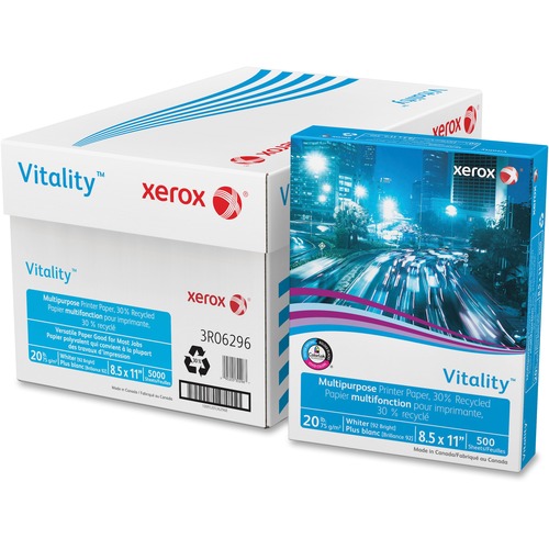 VITALITY 30% RECYCLED MULTIPURPOSE PAPER, 92 BRIGHT, 20LB, 8.5 X 11, WHITE, 500/REAM