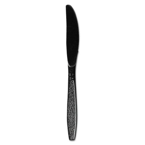 Guildware Heavyweight Plastic Knives, Black, 1000/carton