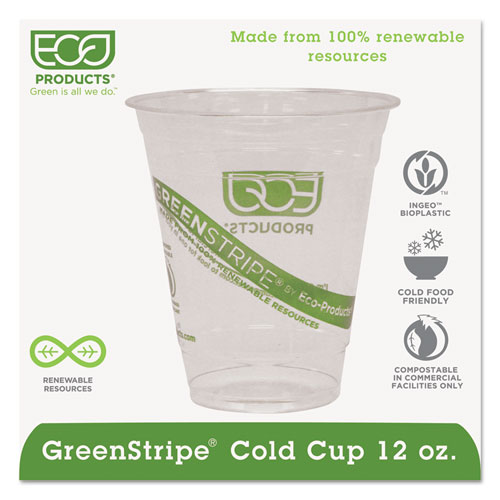 GREENSTRIPE RENEWABLE AND COMPOSTABLE COLD CUPS - 12 OZ, 50/PACK, 20 PACKS/CARTON