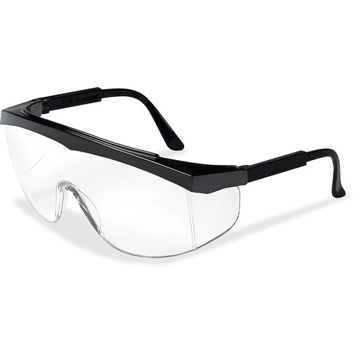 MCR Safety  Safety Glasses, Scratch Resistant, Adj Temples, Clear/Black