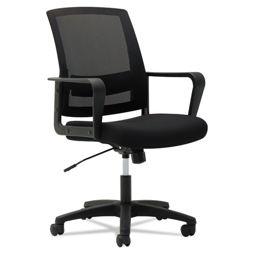 MESH MID-BACK CHAIR, SUPPORTS UP TO 225 LBS., BLACK SEAT/BLACK BACK, BLACK BASE