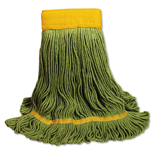 Ecomop Looped-End Mop Head, Recycled Fibers, Extra Large Size, Green, 12/ct