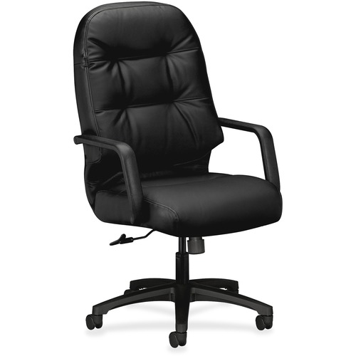 PILLOW-SOFT 2090 SERIES EXECUTIVE HIGH-BACK SWIVEL/TILT CHAIR, SUPPORTS UP TO 300 LBS., BLACK SEAT/BLACK BACK, BLACK BASE