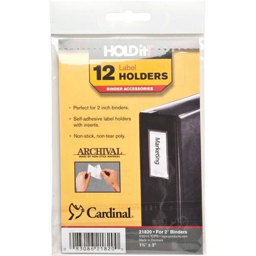 Cardinal  Label Holder, 1-3/8"x3", 12/PK, Clear