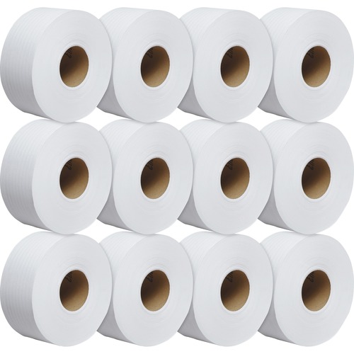 ESSENTIAL JRT JUMBO ROLL BATHROOM TISSUE, SEPTIC SAFE, 1-PLY, WHITE, 2000 FT, 12 ROLLS/CARTON