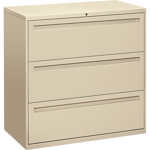 The HON Company  Lateral File, 3 Drawers, Metal, 42"x18"x39-1/8", Putty