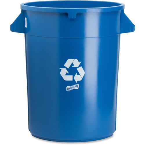 Genuine Joe  Trash Container, Heavy-duty, 32 Gallon, Blue