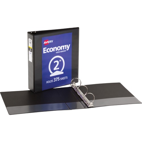 ECONOMY VIEW BINDER WITH ROUND RINGS , 3 RINGS, 2" CAPACITY, 11 X 8.5, BLACK, (5730)