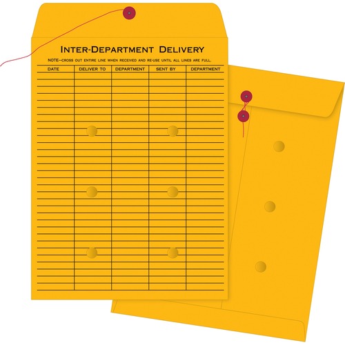 Business Source  Inter-Dept Envelopes,Str/Button,32lb, 10"x15", 100/BX, BKFT