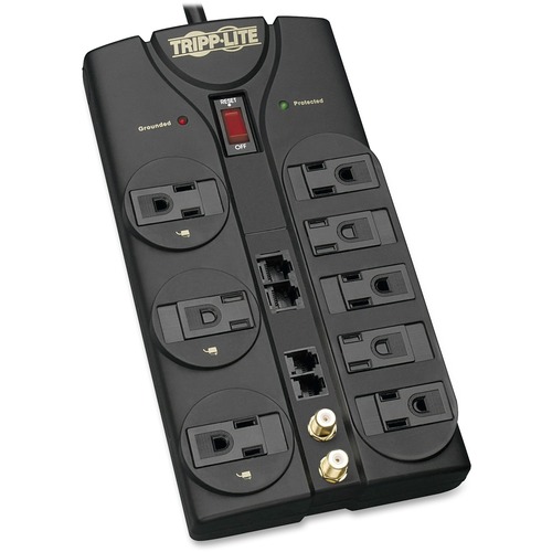PROTECT IT! SURGE PROTECTOR, 8 OUTLETS, 10 FT CORD, 3240 JOULES, RJ45, BLACK