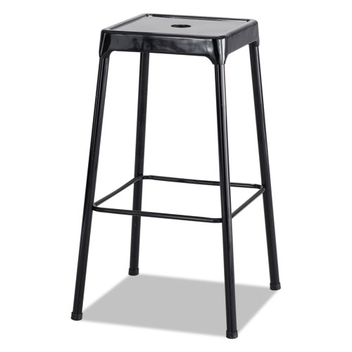 BAR-HEIGHT STEEL STOOL, 29" SEAT HEIGHT, SUPPORTS UP TO 250 LBS., BLACK SEAT/BLACK BACK, BLACK BASE