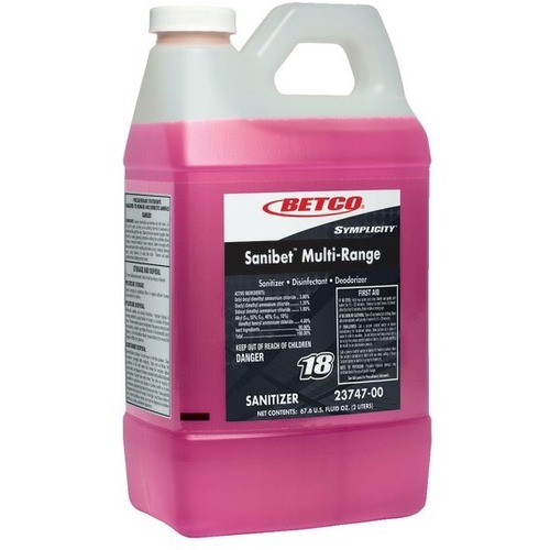 Betco Corporation  Sanitizer, Concentrated, FastDraw, 2 Liter, 4/CT, Pink