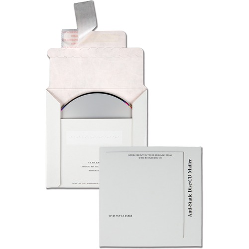 CD/DISC MAILERS LINED WITH DUPONT TYVEK, CD/DVD, SQUARE FLAP, REDI-STRIP CLOSURE, 5.13 X 5, WHITE, 25/BOX