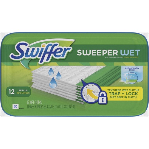 Procter & Gamble Commercial  Mop Pad Refills, Wet, f/Swiffer Sweeper, 12Sht/PK, White