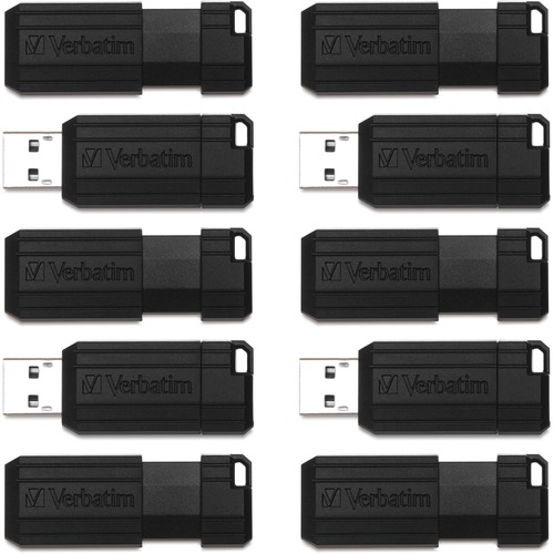 Verbatim  USB 2.0 Drive, Push-Pull Slide, 32GB, 10/PK, Black