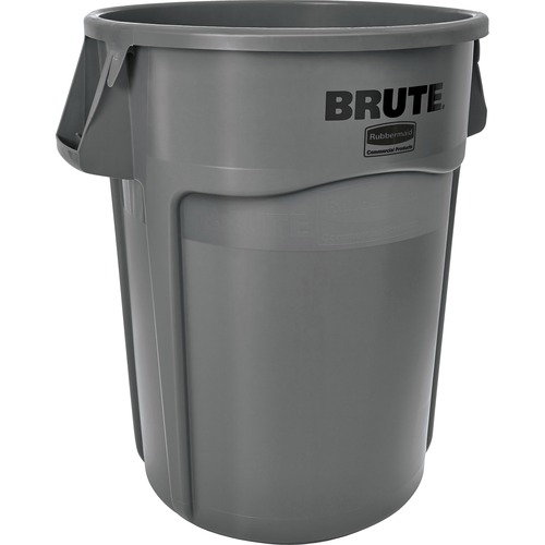 Brute Vented Trash Receptacle, Round, 44 Gal, Gray