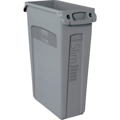 SLIM JIM RECEPTACLE WITH VENTING CHANNELS, RECTANGULAR, PLASTIC, 23 GAL, GRAY