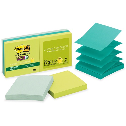 NOTES,POPUP,RECYCLD,3X3,6PK