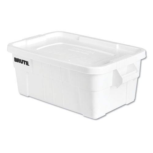 BRUTE TOTE WITH LID, 14 GAL, 17" X 28" X 11", WHITE