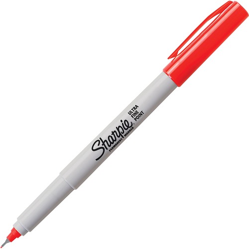 ULTRA FINE TIP PERMANENT MARKER, EXTRA-FINE NEEDLE TIP, RED, DOZEN