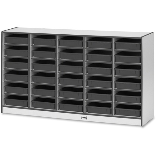 Jonti-Craft, Inc.  Mobile 30 Paper Tray Storage,w/Bins,35.5"x60"x15",Black