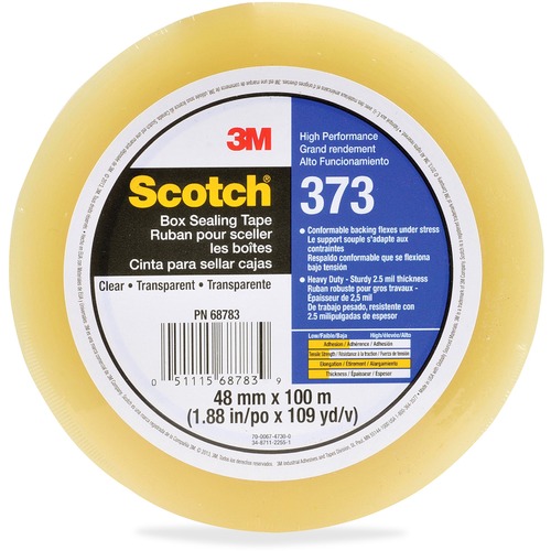 3M  Box Sealing Tape, 48mmx100m, 2.5mil, 36RL/CT, CL