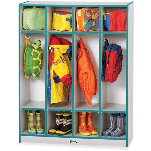 Jonti-Craft, Inc.  Coat Locker, 4 Section, 50-1/2"x39"x15", Teal