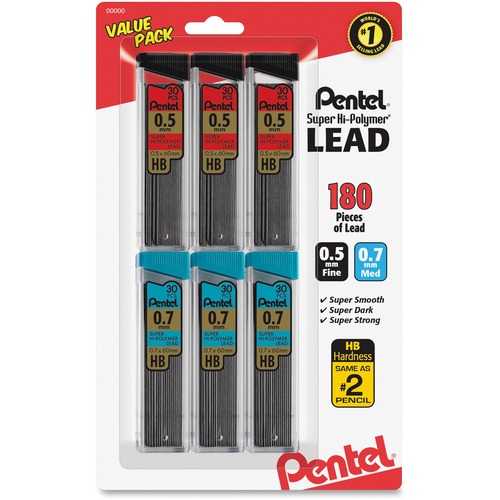 LEAD,0.5/0.7MM,HB/BLACK,6CT