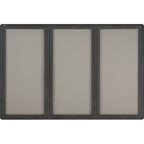 Enclosed Fabric-Cork Board, 72 X 48, Gray Surface, Graphite Aluminum Frame