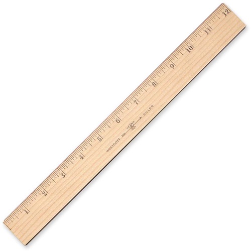 Wood Ruler, Metric And 1/16" Scale With Single Metal Edge, 30 Cm