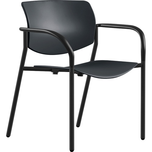 CHAIR,PLASTIC,BK,W/ARMS