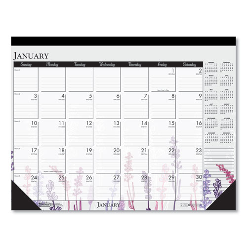 100% RECYCLED CONTEMPO DESK PAD CALENDAR, 18.5 X 13, WILD FLOWERS, 2021