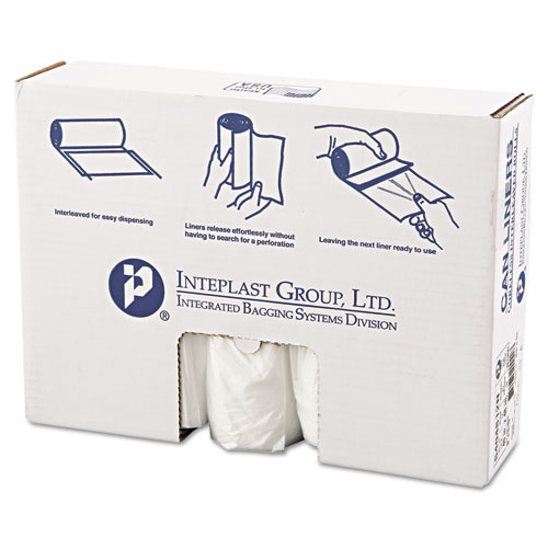 HIGH-DENSITY INTERLEAVED COMMERCIAL CAN LINERS, 45 GAL, 12 MICRONS, 40" X 48", CLEAR, 250/CARTON