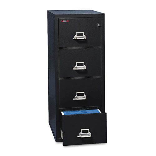 FOUR-DRAWER VERTICAL FILE, 17.75W X 25D X 52.75H, UL LISTED 350 DEGREE FOR FIRE, LETTER, BLACK