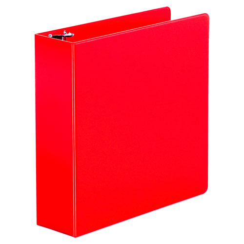 ECONOMY NON-VIEW ROUND RING BINDER, 3 RINGS, 3" CAPACITY, 11 X 8.5, RED