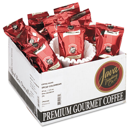 Coffee Portion Packs, 1.5oz Packs, Colombian Decaf, 42/carton