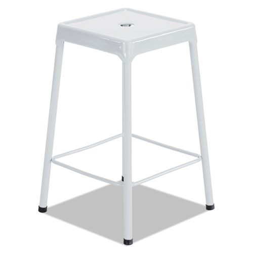 COUNTER-HEIGHT STEEL STOOL, 25" SEAT HEIGHT, SUPPORTS UP TO 250 LBS., WHITE SEAT/WHITE BACK, WHITE BASE
