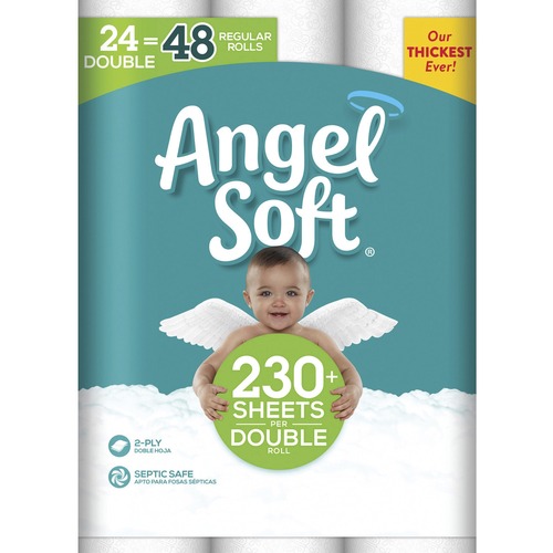 Georgia-Pacific  Bath Tissue, Angel Soft, 2-ply, 24 Rolls/PK, White