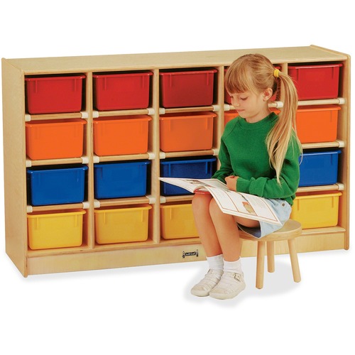 Jonti-Craft, Inc.  Mobile 20 Cubbie-Tray Unit,w/Color Bins,29.5"x48"x15",Blatic