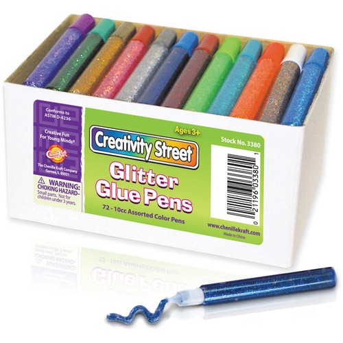 Glitter Glue Pens, Assorted, 10 Cc Tube, 72/pack