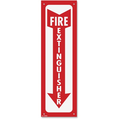 Glow-In-The-Dark Safety Sign, Fire Extinguisher, 4 X 13, Red