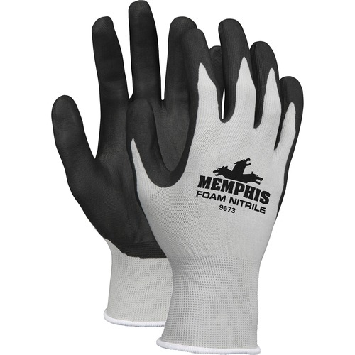 MCR Safety  Safety Knit Glove, Nitrile Coated, Large, 12/PR, Gray